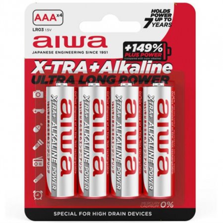 Pack 4 Pilas Aiwa AAA LR03 Alcalinas 1.5V(AB-AAALR03/4)