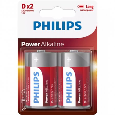 Pack 2 Pilas Philips D/LR20 Alcalinas 1.5V (LR20P2B/10)