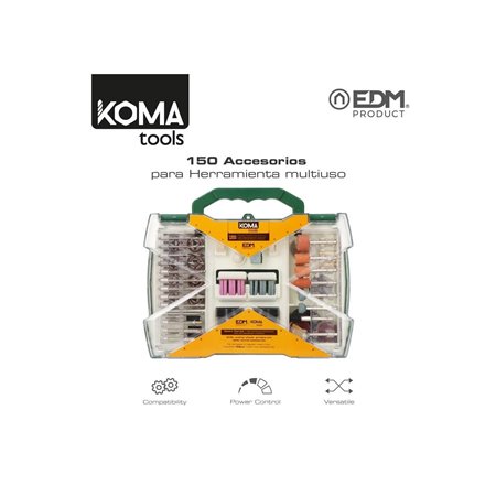 Set 150 accesorios para rotativa Koma 08709 (08734)