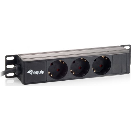 Regleta EQUIP 3 Tomas 1.5m Rack 10" 1U Negra (EQ333299)