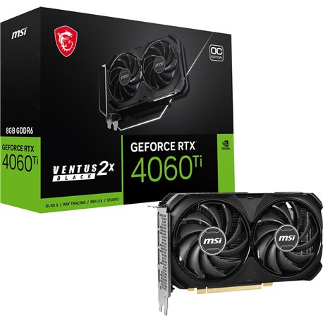 TARJETA DE VIDEO NVIDIA MSI RTX4060TI VENTUS 2X BLACK OC 8GB GDDR6 PCIE 4.0