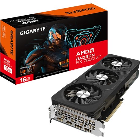 VGA GIGABYTE GV-R76XTGAMING OC-16GD,AMD,RX7600XT,16GB,GDDR6,128BIT,2HDMI+2DP,WINDFORCE,3 VENTILADORES,RGB FUSION