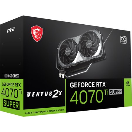 TARJETA DE VIDEO MSI RTX 4070TI SUPER 16GB VENTUS 2X OC HDMI DP GDDR6 PCIE