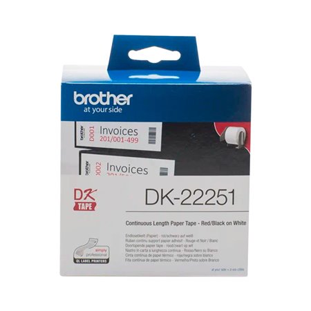 Cinta BROTHER 62mm 15.24m Negro/Rojo/Blanco (DK22251)