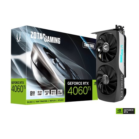 VGA ZOTAC RTX 4060 TI TWIN EDGE ,NV,RTX4060TI,GDDR6,8GB,128BIT,HDMI+3DP,2 VENTILADORES (ZT-D40610E-10M)