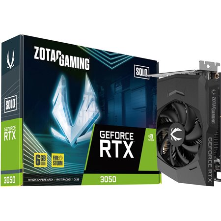 VGA ZOTAC RTX 3050 6GB SOLO GDDR6,NV,RTX3050,GDDR6,6GB,96BIT,HDMI+3DP,1 VENTILADOR (ZT-A30510G-10L)