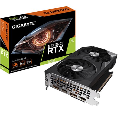 VGA GIGABYTE GV-N3060GAMING OC-8GD 2.0,NV,RTX3060,GDDR6,8GB,128BIT,2HDMI+2DP,WINDFORCE 2X (2 VENTILADORES)