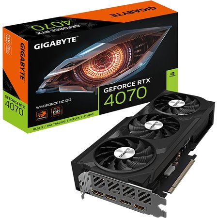 VGA GIGABYTE GV-N4070WF3OC-12GD,NV,RTX4070,GDDR6X,12GB,192BIT,HDMI+3DP,WINDFORCE 3X (3 VENTILADORES)