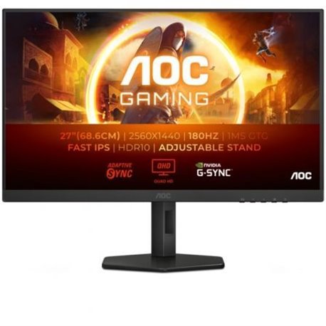 MONITOR GAMING AOC 27 IPS 180HZ 2K QHD ERGONOMICO HDMI DISPLAYPORT BLACK