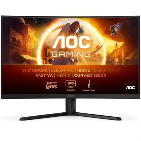 MONITOR GAMING AOC 32 CURVO 180HZ 2K QHD HDMI DISPLAYPORT BLACK