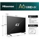 TV Hisense 43" 4K UHD WiFi Smart TV Negro (43A6N)