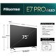 TV Hisense 75" 4K UHD QLED BT Smart TV Negro (75E7NQ)