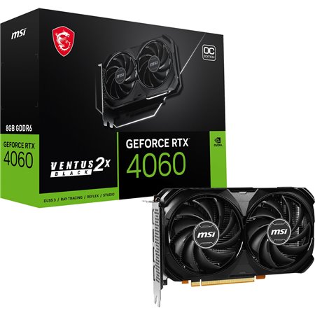 TARJETA DE VIDEO NVIDIA MSI RTX4060 VENTUS 2X BLACK 8GB OC GDDR6 PCIE