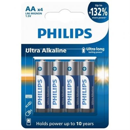 Pilas Philips AA Alcalinas 1.5V Pack 4 (LR6E4B/10)