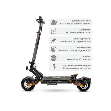 Patinete SmartGyro Ryder 10" 1000W DGT Negro (SG27-454)