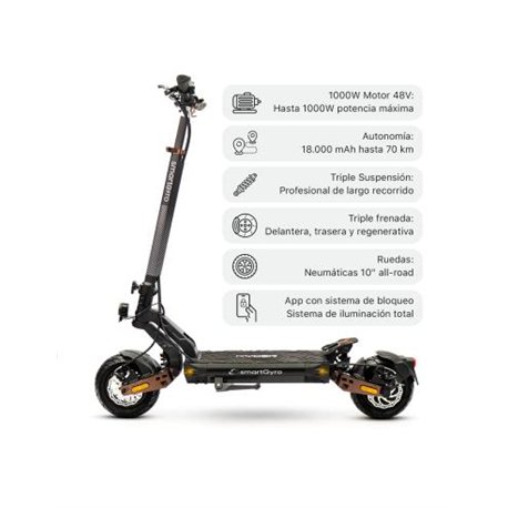 Patinete SmartGyro Ryder 10" 1000W DGT Negro (SG27-454)