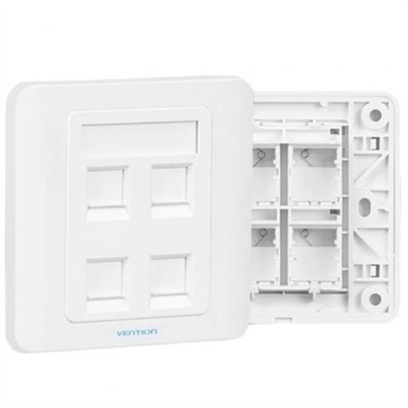 ROSETA DE PARED VENTION RJ45 CAT.6 UTP 4 TOMAS WHITE