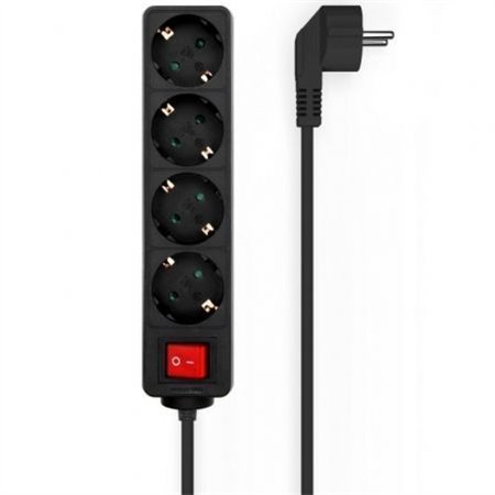 REGLETA AISENS 4 SCHUKOS PROTECCION INTERRUPTOR 1,4M BLACK