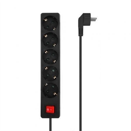 REGLETA AISENS 5 SCHUKOS PROTECCION INTERRUPTOR 1,4M BLACK