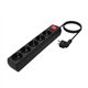 REGLETA AISENS 5 SCHUKOS PROTECCION INTERRUPTOR 1,4M BLACK