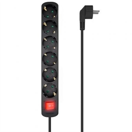 REGLETA AISENS 6 SCHUKOS PROTECCION INTERRUPTOR 1,4M BLACK