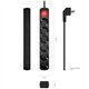 REGLETA AISENS 6 SCHUKOS PROTECCION INTERRUPTOR 1,4M BLACK
