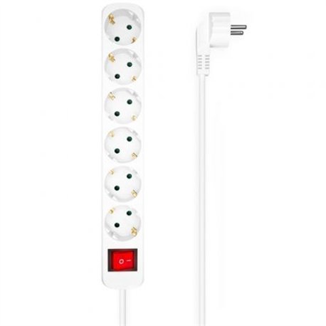 REGLETA AISENS 6 SCHUKOS PROTECCION INTERRUPTOR 1,4M WHITE