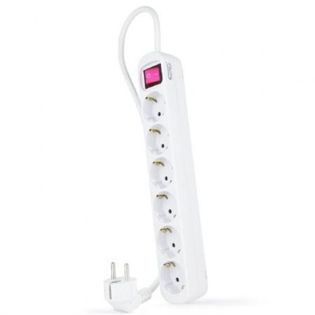 REGLETA NANOCABLE 6 SCHUKOS INTERRUPTOR 1,4M WHITE