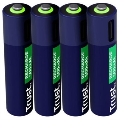 Pilas Recargables Trust AAA USBC-C Pack 4 Azul (25671)