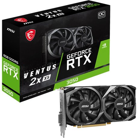 VGA MSI RTX 3050 VENTUS 2X XS 8G OC,NV,RTX3050,GDDR6,8GB,128BIT,HDMI+3DP,TORX FAN 3.0,2 VENTILADORES