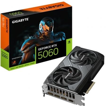 GIGABYTE GeForce RTX 5060 WINDFORCE 8G Tarjeta Gráfica - 8GB GDDR7, 128bit, PCI-E 5.0, 2497 MHz Frecuencia del núcleo, 3 x Displ