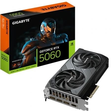 GIGABYTE GeForce RTX 5060 WINDFORCE OC 8G Tarjeta Gráfica - 8GB GDDR7, 128bit, PCI-E 5.0, 2512 MHz Frecuencia del núcleo, 3 x Di