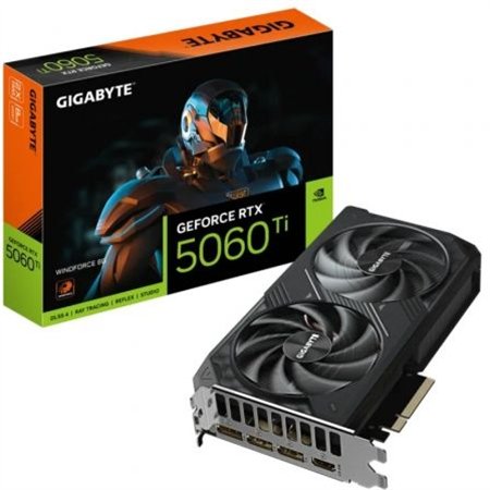GIGABYTE GeForce RTX 5060 Ti WINDFORCE 8G Tarjeta Gráfica – 8 GB GDDR7, 128 bits, PCI-E 5.0, 2572 MHz Frecuencia del núcleo, 3 x