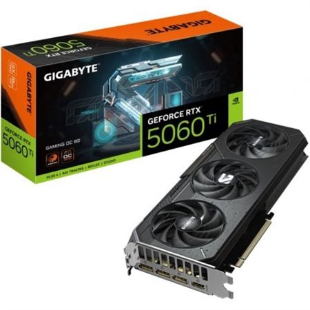 GIGABYTE GeForce RTX 5060 Ti GAMING OC 8G Tarjeta Gráfica – 8 GB GDDR7, 128 bits, PCI-E 5.0, 2647 MHz Frecuencia del núcleo, 3 x
