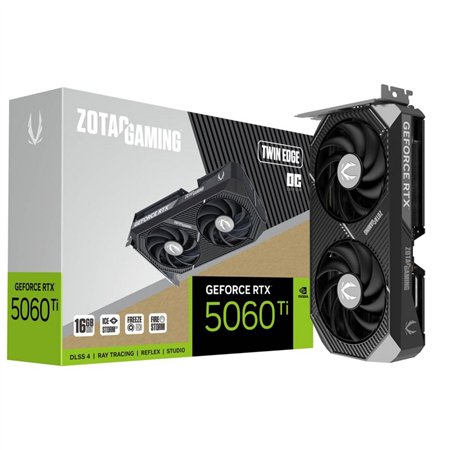 VGA ZOTAC RTX 5060 TI 16GB TWIN EDGE OC,NV,RTX5060TI,16GB,GDDR7,128BIT,1HDMI+3DP,2 VENTILADORES (ZT-B50620H-10M)