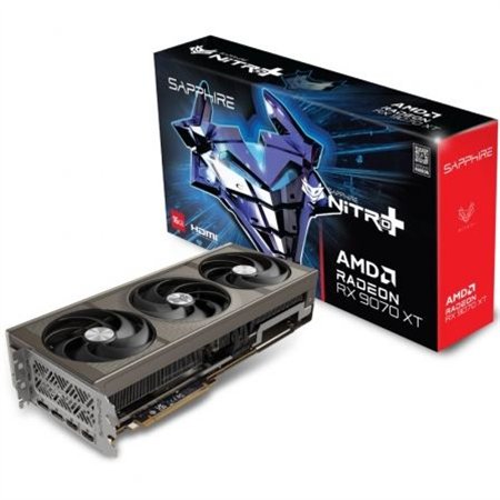 VGA SAPPHIRE NITRO+ RADEON RX 9070 XT GAMING OC,AMD,RX9070XT,16GB,GDDR6,256BIT,2HDMI+2DP (3 VENTILADORES)