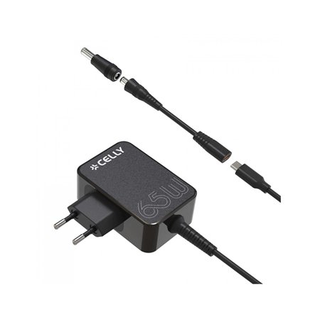 Cargador CELLY Notebook 65W USB-C + Adap (TCTIPS65WBK)