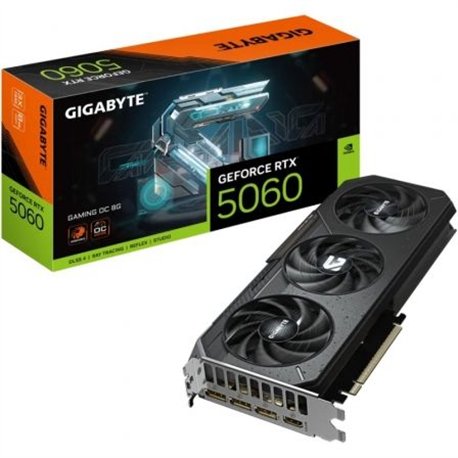 GIGABYTE GeForce RTX 5060 GAMING OC 8G Tarjeta Gráfica - 8GB GDDR7, 128bit, PCI-E 5.0, 2595 MHz Frecuencia del núcleo, 3 x Displ