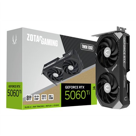 VGA ZOTAC RTX 5060 TI 8GB TWIN EDGE,NV,RTX5060TI,8GB,GDDR7,128BIT,1HDMI+3DP,2 VENTILADORES (ZT-B50610E-10M)
