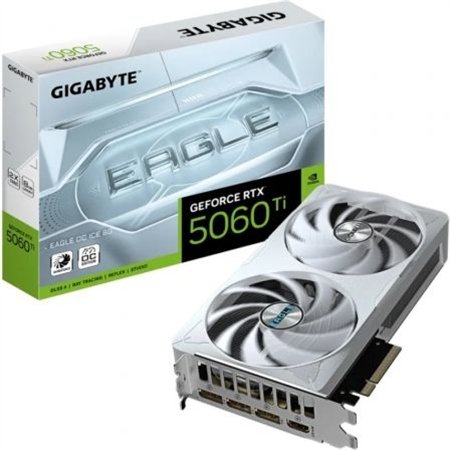 GIGABYTE GeForce RTX 5060 Ti EAGLE OC ICE 8G Tarjeta Gráfica – 8 GB GDDR7, 128 bits, PCI-E 5.0, 2617 MHz Frecuencia del núcleo, 