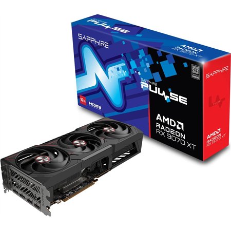 VGA SAPPHIRE PURE RX 9070 XT GAMING OC,AMD,RX9070XT,16GB,GDDR6,256BIT,2HDMI+2DP (3 VENTILADORES)