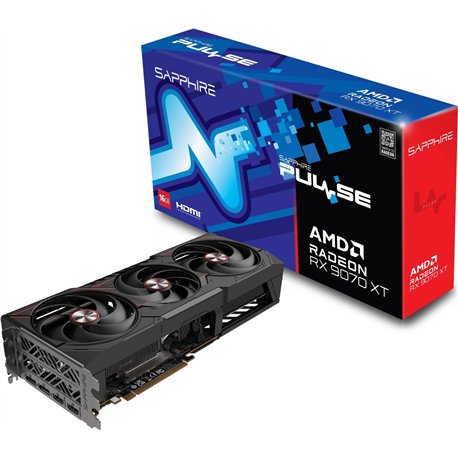 VGA SAPPHIRE PURE RX 9070 XT GAMING OC,AMD,RX9070XT,16GB,GDDR6,256BIT,2HDMI+2DP (3 VENTILADORES)