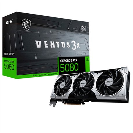 MSI VENTUS GEFORCE RTX 5080 16G 3X OC PLUS tarjeta gráfica NVIDIA 16 GB GDDR7