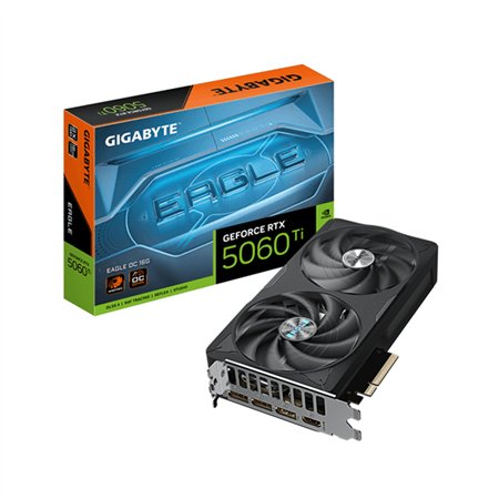 GIGABYTE GeForce RTX 5060 Ti EAGLE OC 16G Tarjeta Gráfica – 16 GB GDDR7, 128 bits, PCI-E 5.0, 2617 MHz Frecuencia del núcleo, 3 