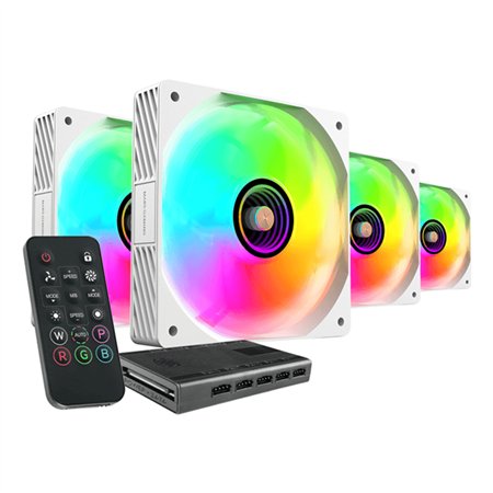 Kit MARS GAMING 4Ventiladores ARGB Blanco+Hub(MFSI4KITW