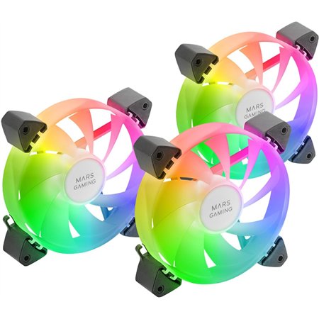 Ventilador Mars Gaming ARGB 12x12cm Negro Kit 3 (MF3A)