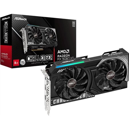 VGA ASROCK RX9060XT CL 8GO,AMD,RX9060XT,8GB,GDDR6,128BIT,2HDMI+2DP (2 VENTILADORES)