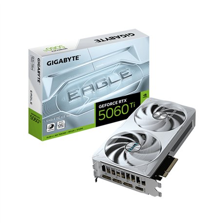 GIGABYTE GeForce RTX 5060 Ti EAGLE OC ICE 16G Tarjeta Gráfica – 16 GB GDDR7, 128 bits, PCI-E 5.0, 2617 MHz Frecuencia del núcleo