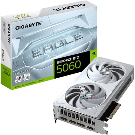 TARJETA DE VIDEO NVIDIA GIGABYTE RTX5060 EAGLE OC ICE 8GB GDDR7 PCIE 5.0 WHITE
