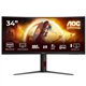 MONITOR GAMING AOC 34 WQHD 180HZ ULTRAPANORAMICO CURVO ERGONOMICO HDMI DISPLAYPORT BLACK